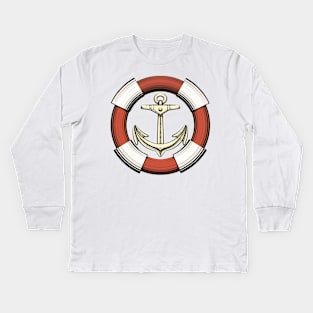 Anchor and Lifebuoy in retro style. Kids Long Sleeve T-Shirt